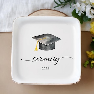 Custom College Graduation Ring Dish, Custom Gift, Gift for Friend, Graduation Gift, Class of 2025, Masters Degree Gifts, PHD Graduation