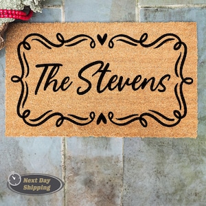 Personalized Christmas Doormat, Doormat Outdoor, Family Name, Mom Gift, Entryway Decor, Porch Decor, Holiday Doormat, Xmas Gift, Xmas Decor