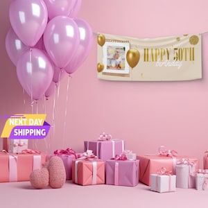 50th Birthday Banner, Customized Birthday Vinyl Banners, Outdoor Indoor Banner, Banner With Photo, Birthday Decor, Birthday Vinyl Banner