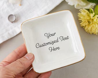 Custom Ring Dish, Personalized Gift, Custom Jewelry Dish, Gift for Friend, Custom Text Jewelry Dish, Trinket Dish Gift, Engagement Gift
