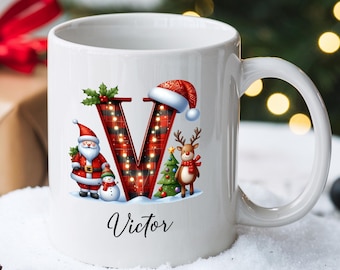 Personalized Name Mug, Custom Christmas Mug, Ceramic Mug, Hot Chocolate Mug, Name Mug, Xmas Gifts, Letter Mug, Winter Mug, Xmas Mug