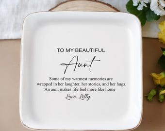Custom Aunt Ring Dish, Mother's Day Gift, Custom Ring Dish, Trinket Tray, Jewelry Dish for Aunt, Gift for Aunt, Ring Dish, Memorial Gift