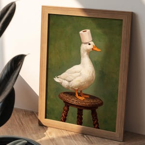Duck Poster, Funny Goose Framed Print, Funny Bathroom Wall Art, Quirky Home Decor