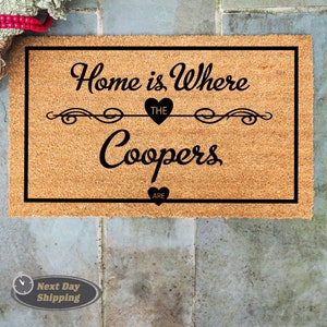 Custom Doormat, Personalized Doormat, Family Name Doormat, Couple Gift, Welcome Mat, Newlywed Gift, Front Door Mat, Family Gift, Porch Decor