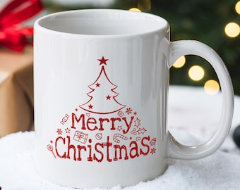 Merry Christmas Mug, Christmas Mug, Christmas Tree Mug, Christmas Gift Ideas, Christmas Gifts, Christmas Presents, Coffee Mug, Holiday Gifts