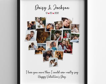 Custom Heart Shape Photo Collage, Valentine's Day Gift, Framed Wall Art, Photo Collage, Personalized Gift, Photo Collage, Couple Gift