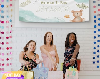 Baby Shower Banner, Gender Reveal Decor, Baby Reveal Party, Party Banner, Party Decor, Baby Shower Backdrop, Full Color Baby Shower Banner