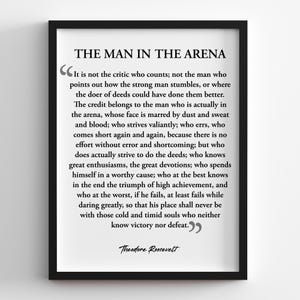 The Man In The Arena Wall Art, Farm House Wall Decor, Minimalist Home Art, Modern Living Room Wall Art, Framed Wall Art, Framed Print