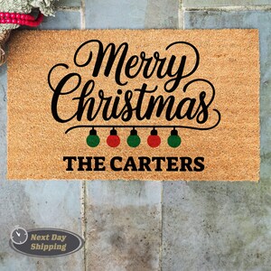 Custom Merry Christmas Doormat, Front Door Mat, Entryway Decor, Home Door Mat, Home Decor, Winter Home Doormat, Porch Decor, Family Name