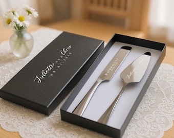 Engraved Cake Knife and Server, Personalized Cake Cutting Set, Monogrammed Cake Cutting Set, Custom Bridal Gift, Rustic Wedding Decor
