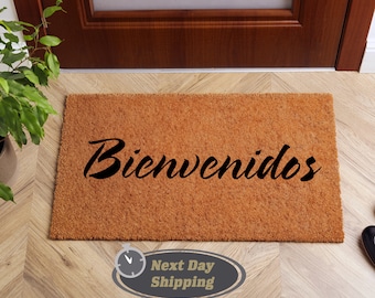 Bienvenidos Doormat, Cursive Script Door Mat, Custom Doormat, Welcome Gift, Spanish Doormat, Home Decor, Home Gift, Hispanic Gift, Doormat