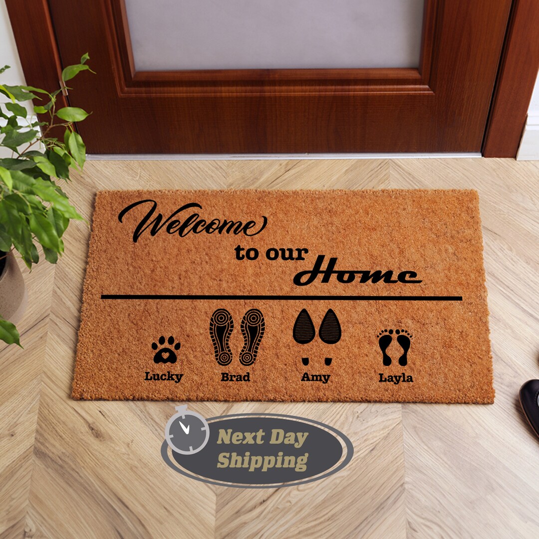 Custom Family & Pet Name Coir Doormat, Personalized Welcome Mat - Etsy