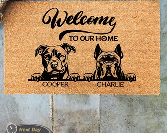 Personalized Dog Doormat, Dog Welcome Mat, Dog Gift, Housewarming Dog Gift, Custom Dog Breeds, Custom Pet Doormat, Home Gift, Patio Decor