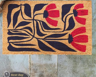 Floral Front Doormat, Floral Gift, Colorful Doormat, Housewarming Gift, Realtor Gift, Closing Gift, Coir Doormat, Home Gift, Outdoor Mat