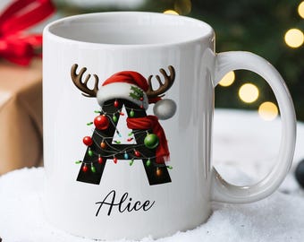 Custom Initial Mug, Personalized Name Mug, Christmas Initial Mug, Christmas  Name Mug, Xmas Gift Ideas, Holiday Gift, Ceramic Coffee Mug
