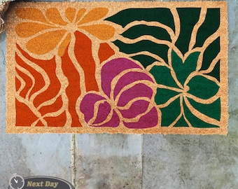 Boho Doormat, Floral Design, Welcome Mat for Front Porch, Boho Floral Doormat, Bohemian Home Decor,  Colorful Doormat, Housewarming Gift