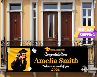 Personalized Graduation Banner, Class Of 2024 Banner, Graduation Party, Custom Graduation Banner, Graduation Decor, Graduation Photo Banner