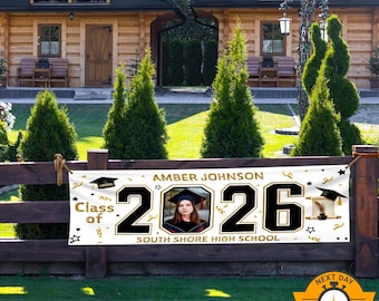 Personalized Graduation Banner, Class Of 2026 Banner, Graduation Gift, Custom Graduation Banner, Graduation Photo Banner, School Banner