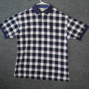 Vintage Izod Golf Polo Shirt Mens Large Vertical Checkered 90s Retro Golf Preppy