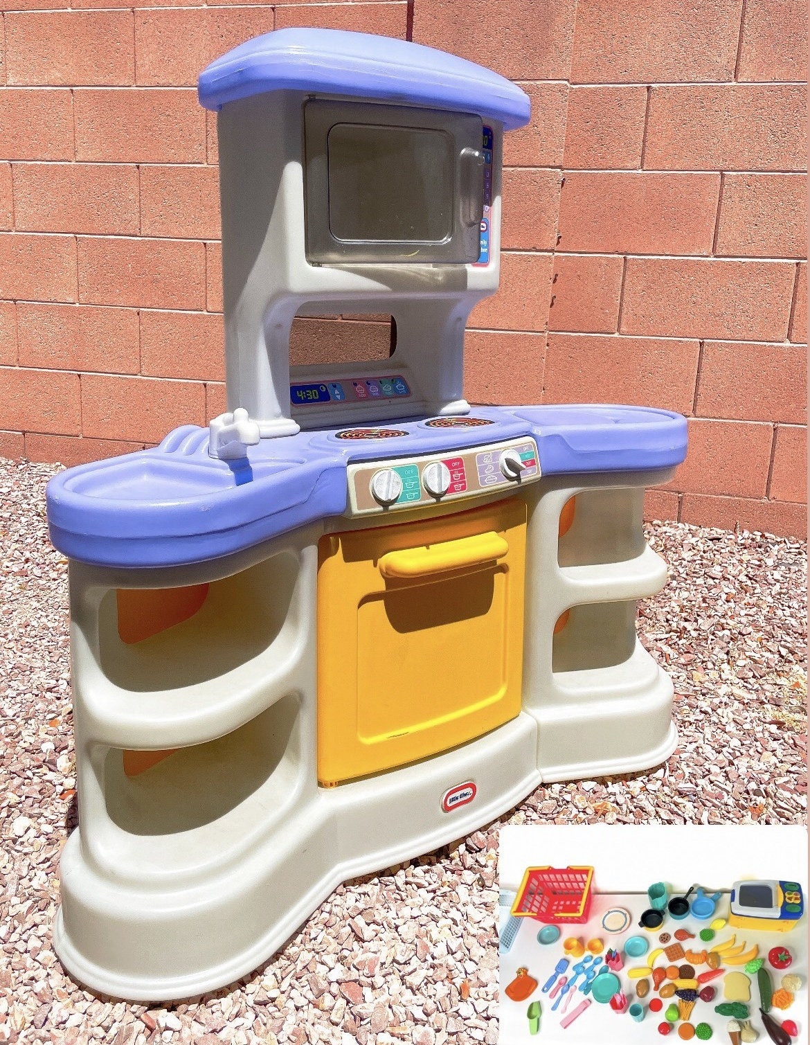 Vintage Little Tikes Family Kitchen Microwave and Rare Kitchen Supplies