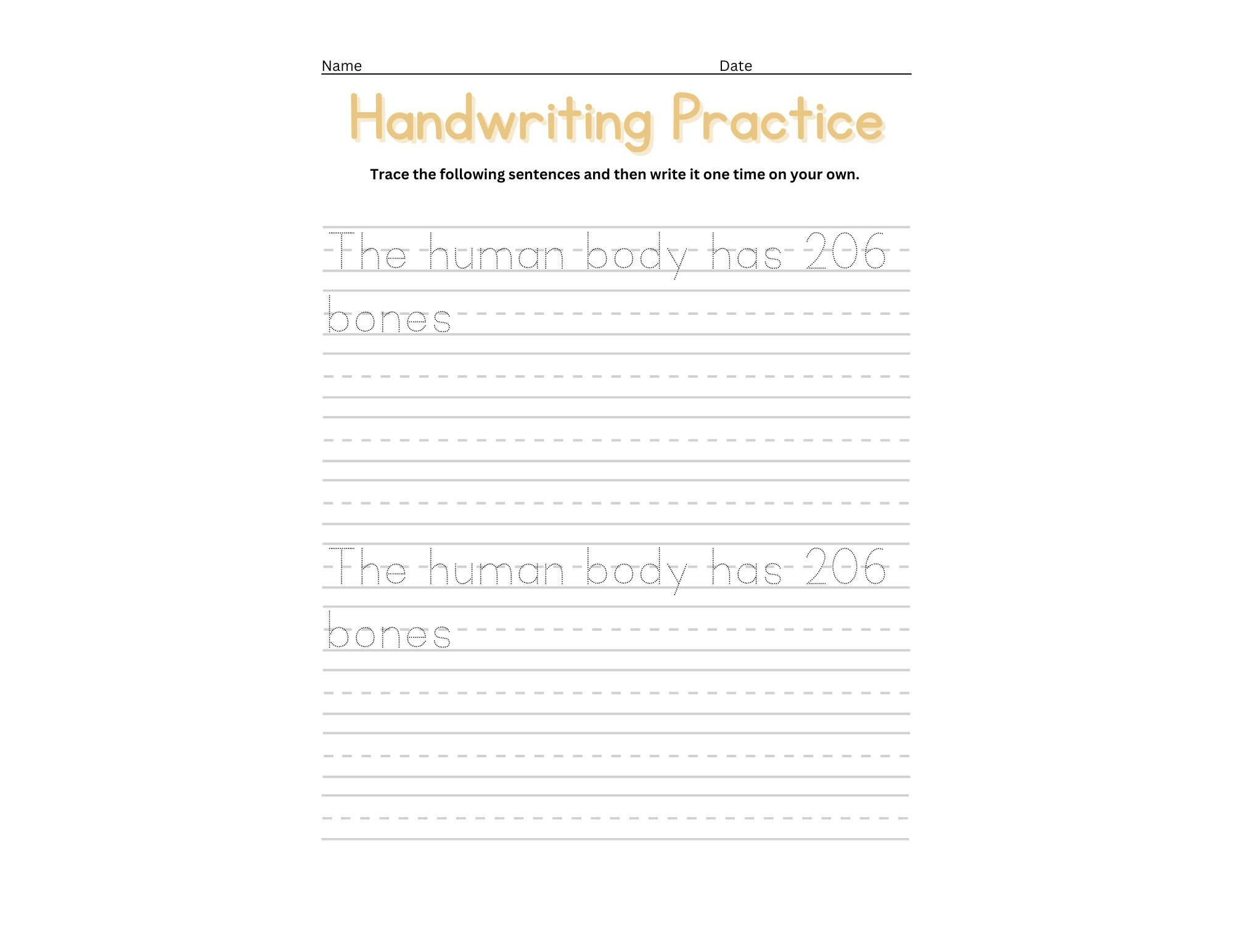 4th Grade Handwriting Practice Worksheets | Sentence Writing (PDF) - Etsy