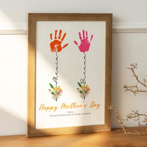 Mother&#39;s Day Wall Art Print, Kids Handprint Art, Wall Art Decor, Mother&#39;s Day Gift, Framed Wall Art, Gift for Her, Memorial Gift, Mom Gift