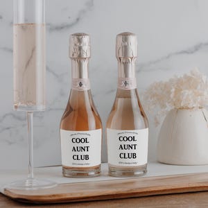 Custom Cool Aunt Club Wine Label, Announcement Wine Labels, Pregnancy ...