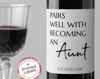 Baby Announcement Wine Labels, Personalized Gift, Announcement Gift, Mini Champagne Label, Gift for Aunt, Baby Announcement, Party Gift