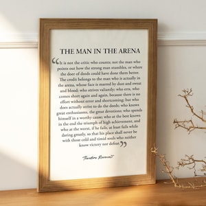 The Man In The Arena Wall Art, Wood Framed Sign, Farm House Wall Decor, Framed Art, Vintage Wall Art, Wall Decor, Living Room Wall Art