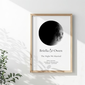 Customized Moon Phase Print, Custom Wall Art., The Night We Engaged, Engagement Gift, Anniversary Gift, Home Wall Decor, Framed Gift