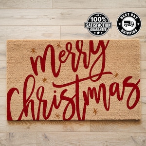 Merry Christmas Script Font Doormat, Holiday Decor, Welcome Mat, Outdoor Mat, Christmas Gift, Christmas Decor, Home Doormat, Home Decor