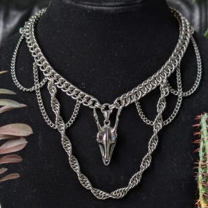 Stag skull chainmail necklace