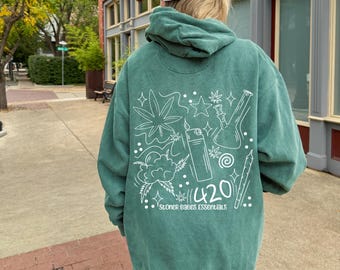 Stoner Babes® Essentials Hoodie - Hand Drawn Cannabis-Inspired Design - Unisex Comfort Colors® 1567 Cozy Stoner Sweatshirt - Stoner Gift