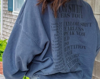 Taylor Swift Eras Tour Blau Rundhalsausschnitt, Swiftie Merch Die Eras Tour Merchandise Übergroßes Sweatshirt für ihre Swiftie-Geschenke Übergroßer Rundhalsausschnitt