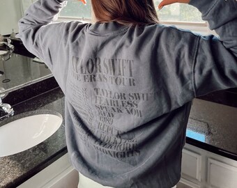 Eras Tour Blau Rundhalsausschnitt Taylor Swift Swiftie Merch Das Eras Tour Merchandise Übergroßes Sweatshirt für ihre Swiftie-Geschenke Übergroßer Rundhalsausschnitt