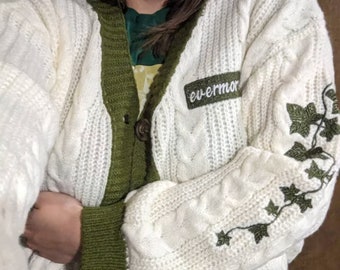 Evermore Cardigan Versión de Taylor, suéter cárdigan inspirado en el folclore de Ivy Swiftie Merch Regalos Swiftie para hija Green Swiftie Cardigan