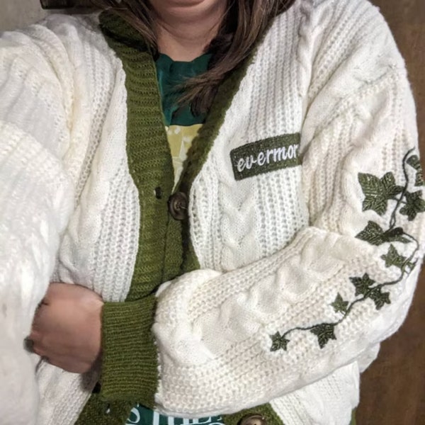 Evermore Cardigan Taylor's Version, Ivy Folklore inspiré Cardigan pull Swiftie Merch Swiftie cadeaux pour fille Cardigan Swiftie vert