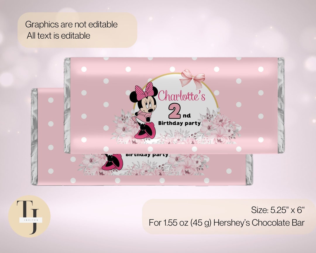 Minnie Mouse Chocolate Bar Wrapper, Minnie Mouse Candy Bar Wrapper ...