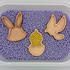 Sensory play tray, mini bunny chick dove tray, easter tray, kids sensory tray wood, easter sensory bin, spring sensory tray, easter animals
