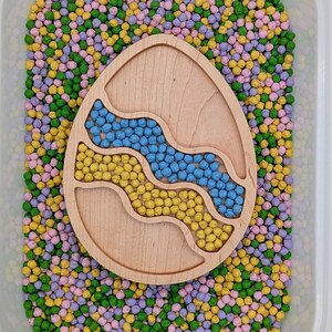 Sensory play tray, easter egg sensory tray, egg tray, kids sensory tray wood, easter sensory bin, spring sensory tray squiggle egg wood tray