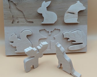 forest animal puzzle, 12-18 month toys, 1-2 year old gift, Montessori toys, animal wooden puzzle, woodland nursery decor, baby shower puzzle