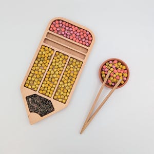Sensory play tray, pencil sensory tray, wood sensory boards, back to school, flisat sensory trofast bin, homeschool learning, fine motor