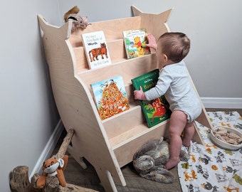 Gufo da libreria Montessori, giocattoli per bambini 0-6 mesi, regali per 1-2 anni, regalo per ragazzo di 1 anno, regalo per ragazza di 1 anno, libreria per animali con scaffale basso