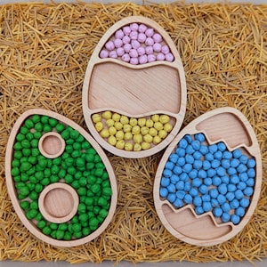 Sensory play tray, mini egg sensory tray, easter tray, kids sensory tray wood, easter sensory bin, spring sensory tray, egg decorating