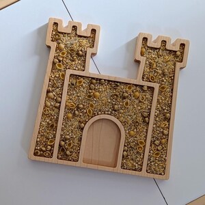 Sensory play tray, castle tray, wood sensory boards, beach sensory play, montessori kids toys, castle tray for sensory play