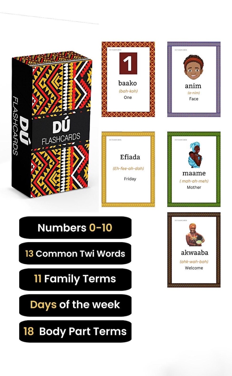 Twi/african Language Learning Flashcards, Beginners, Kids & Adults ...