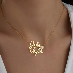 Custom  Double Name Necklace - Heart Necklace - Two Name Necklace - Handmade Necklace - Christmas Gift for Women - valentine&#39;s day gift