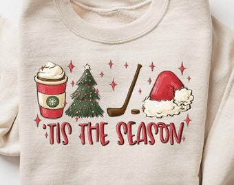 Dit is het seizoen hockeyshirt, winterhockeytrui, kerstsport-T-shirt, vakantiehockeykleding, grappig kerstcadeau, kersthockey