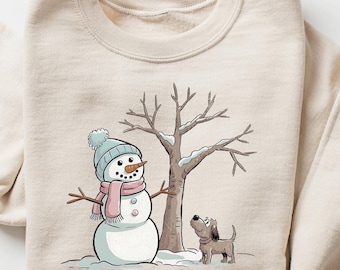 Christmas Snowman Sweatshirt, Christmas Sweater, Snowman Tree Shirt, Snowman T-Shirt, Funny Christmas Gift, Christmas Shirts For Women