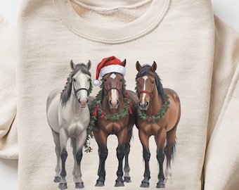 Horse Christmas Sweatshirt, Western Christmas Horse Shirt, Womens Christmas Sweater, Funny Christmas Holliday T-Shirt, Horse Lover Xmas Gift